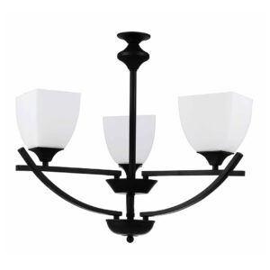 Tronic Classic Black 3-Light Pendant Lamp with Frosted Glass