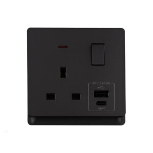 Tronic Single Socket with USB-A & Type-C – Black Finish