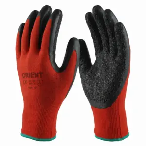 Orient Electric Orient Nitrile Safety Gloves 10inch Red Black Industrial Grip (50/600) ELD427E (Pack of 12)