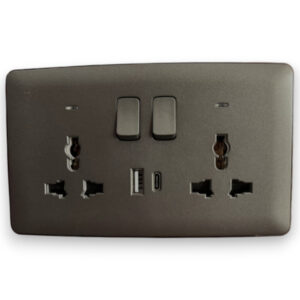 Africab Double Multi 13A Socket With Neon&USB + Type C