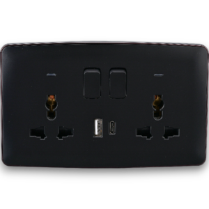 Africab Double Multi 13A Socket With Neon&USB + Type C