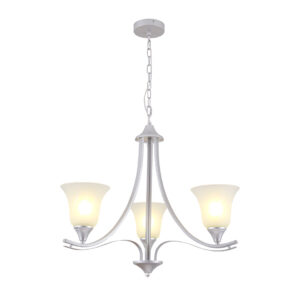 Tronic Silver 3-Arm Chandelier with Frosted Glass Shades (E27)