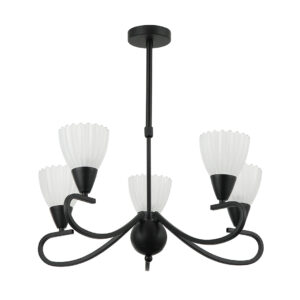 Tronic 5-Light Pendant Lamp – E14 Base, Iron & Glass, Black/White Finish