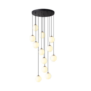 Tronic 12-Globe Modern Pendant Chandelier with Matte Black Finish