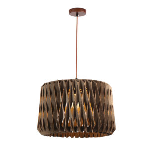 Tronic Walnut Pendant Lamp – Modern Decorative Drum Shade, E27 Holder