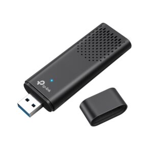 TP-Link AX1800 Dual Band Wi-Fi 6 USB Adapter
SPEED: 1201 Mbps at 5 GHz + 574 Mbps at 2.4 GHz
SPEC: Internal Antennas, USB 3.0
FEATURE: MU-MIMO, OFDMA, WPA3