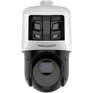 Hikvision TandemVu 6+4MP 25X Colorful & IR Panoramic & PTZ Camera, Captures a large area and great details at the same time, High quality imaging with 4 MP resolution, Excellent low-light performance with powered-by-DarkFighter technology and ColorVu technology, Secures an expansive area with 15× optical zoom and 16× digital zoom, Supports WDR, HLC, BLC, 3D DNR, defog, regional exposure, regional focus, Expansive night view with up to 100 m IR distance & 30 m white light, Supports 12V DC & PoE+, Wall Mount Bracket included,  2 Year Warranty