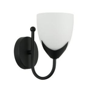 Tronic Elegant Wall Lamp with Frosted Glass Shade and Black Curved Holder