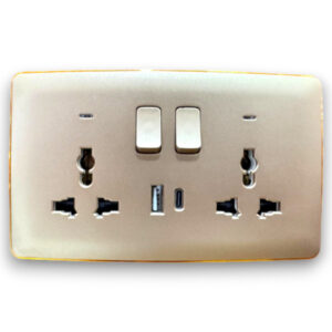 Africab Double Multi 13A Switched Socket With Neon&USB + Type C