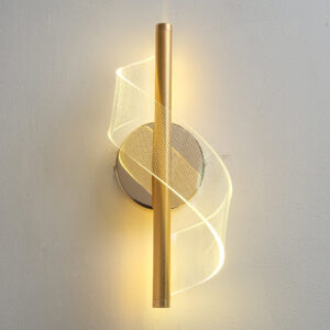 Tronic Golden Swirl Accent Wall Light with Clear Acrylic Shade