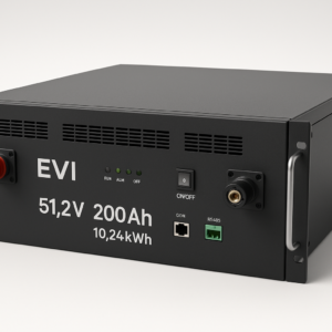 EVI Power 51.2V Rack Mountable 200Ah (10.24kWh) LiFePO4 battery module with build-in BMS, 7000 cycle times at 80% DOD ,(includes brackets for stacking), 5 years warranty
