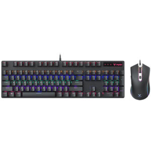 Rapoo Backlit Gaming Keyboard & Optical Gaming Mouse, 6200 DPI Mouse, US_Black_RB, Spill Resistant Keyboard,  1 Year Warranty