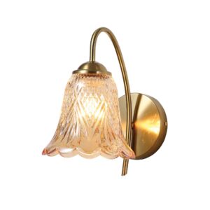 Tronic Classic Curved Arm Wall Light with Amber Glass