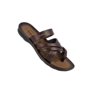 Walkaroo Men's Sandal Daily Wear, S Brown, 41X45, Lightweight PU Sole, Criss-Cross Toe Design, Durable Comfort for Ethnic & Casual Wear W5687SBR