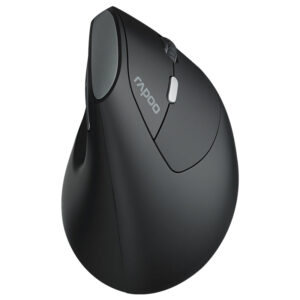 Rapoo 2.4GHz Wireless Vertical Ergonomic Black Mouse, 1600 DPI, 9 Months Battery Life, 1 Year Warranty