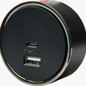Africab USB Type A+Type C Total 2.4A With Blue Light In Black Color + Electroplating Ring