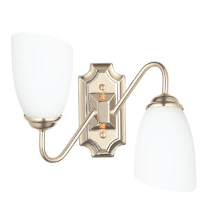 Tronic Modern Golden Double Wall Sconce with Frosted Glass Shades