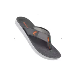Walkaroo Men's Sandal Solid Thong, Grey Orange, 41X45, Water Resistant Faux Leather, Adjustable Strap, Lightweight Outdoor Comfort WG5020GYOG
