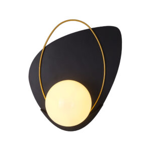 Tronic Black & Gold Accent Wall Fixture with White Glass Shade