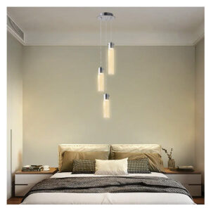 Tronic Modern 3-Light Pendant Fixture Chrome and Textured Glass Hanging Light