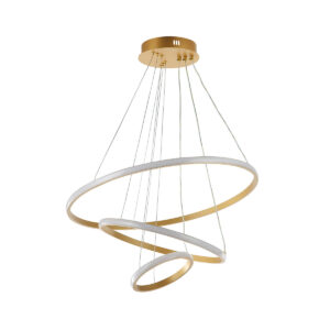 Tronic Modern LED Spiral Chandelier with Gold and White Rings 75 Watt