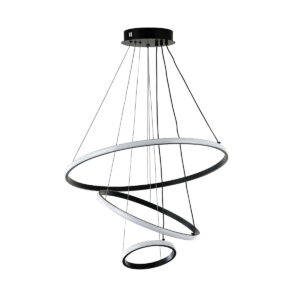 Tronic Modern LED Chandelier with Black and White Spiral Rings 75 Watt