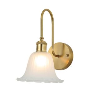 Tronic Ornate Rippled Bell Wall Light – Gold & Frosted White