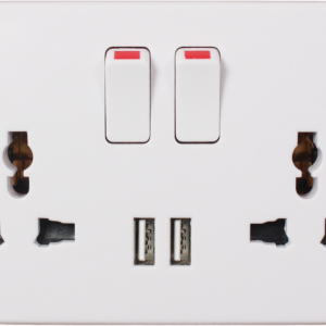 Africab Kc Series Switches & Socket 13A Twin Switch Socket + 2 USB Kc8959Sd