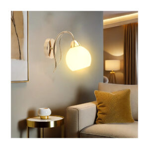 Tronic Golden Wall Lamp with E27 Bulb Holder and Frosted Glass Shade