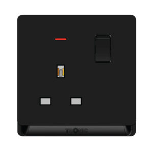 Tronic 1 Gang 13A Socket with Neon – Black