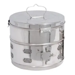 A-Care daas Health Care Sterilization Drum, 15x12, DHSE-4100, Stainless Steel Medical Sterilizing Container