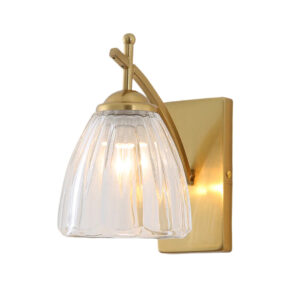 Tronic Sleek Brass Wall Light with Ribbed Glass