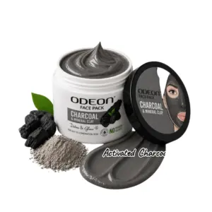 Odeon Charcoal & Mineral Clay Face Pack, Deep Cleansing Face Mask for Oil Control, Pore Purifying & Skin Detoxifying, Helps Remove Excess Oil, Dirt & Impurities, Suitable for All Skin Types 400g