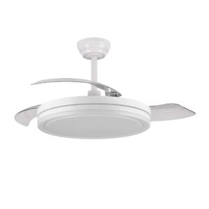 Tronic White Retractable Blade Ceiling Fan with LED Light – 66W + 30W