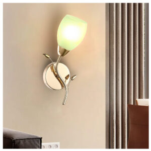 Tronic Golden Wall Lamp with E27 Bulb Holder and Decorative Leaf Design