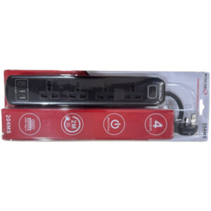 Extension Africab 204Ms Black 2 mtr 4Way+2Usb+Type-C