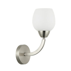 Tronic Elegant Silver Wall Lamp with Frosted Glass Shade