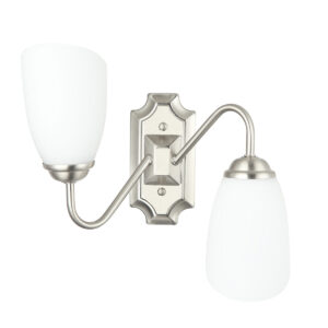 Tronic Modern Silver Double Wall Sconce with Frosted Glass Shades