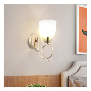 Tronic Modern Golden Wall Light With Frosted Glass Shade