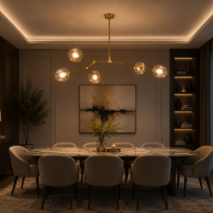 Tronic Modern Gold Cognac Glass Chandelier
