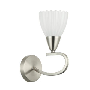Tronic Decorative Wall Lamp – Silver/White Finish, E14 Base, Iron & Glass