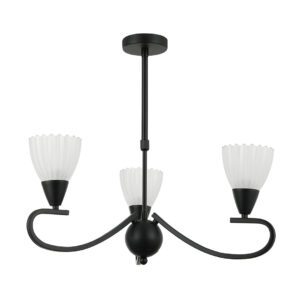 Tronic 3-Light Pendant Lamp – E14 Base, Black/White Finish, Iron & Glass Design