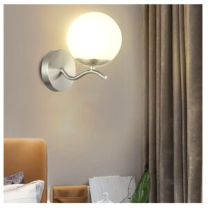 Tronic Modern Minimalist Wall Lamp Frosted Glass Globe Light Silver