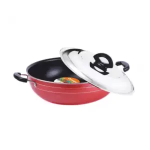 Orange Cookware Orange Non-Stick Deep Kadai 7L with Stainless Steel Lid ONSC018