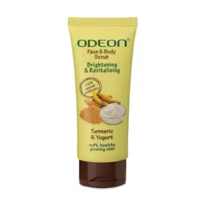 Odeon Face & Body Scrub, Brightening & Revitalising, Turmeric & Yogurt,100ml, Brightening & Nourishing Exfoliating Scrub OFBSBR100