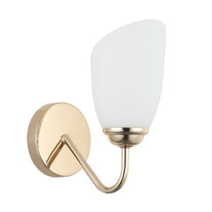 Tronic Modern Golden Wall Light with Frosted Glass Tulip Shade