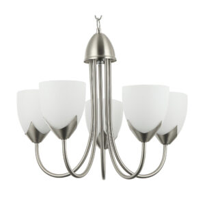 Tronic Silver & White 5-Light Pendant with Tulip Glass Shades