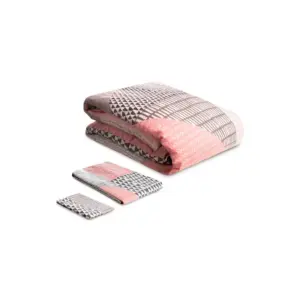 TanFoam Comforter Larrson Geometric Design, 1pc Duvet, 1pc Bedsheet & 2pc Standard Pillow Cases Pink