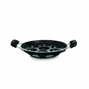 Pigeon Kitumbua Nonstick Paniyarakkal 7 Rounds - 4 Mm Thickness Sturdy Cool Touch Handle Metal Spoon Friendly