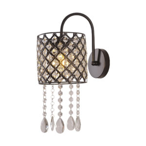 Tronic Crystal Drop Wall Light with Black Metal Frame
